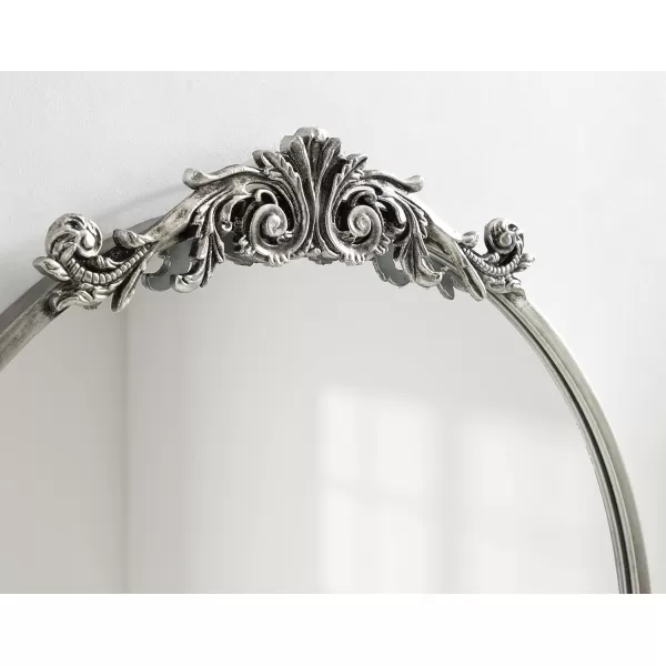 Kate and Laurel Arendahl Glam Ornate Mirror 27 x 1875 Bronze Traditional Baroque Inspired Oval Mirror for Wall DcorSilver