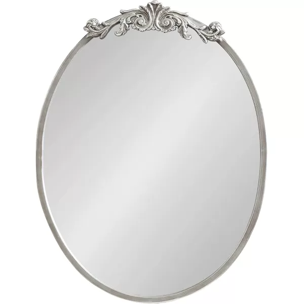 Kate and Laurel Arendahl Glam Ornate Mirror 27 x 1875 Bronze Traditional Baroque Inspired Oval Mirror for Wall DcorSilver