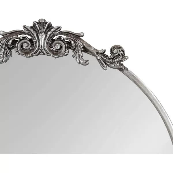 Kate and Laurel Arendahl Glam Ornate Mirror 27 x 1875 Bronze Traditional Baroque Inspired Oval Mirror for Wall DcorSilver