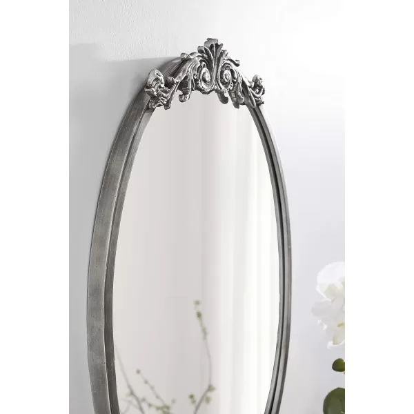 Kate and Laurel Arendahl Glam Ornate Mirror 27 x 1875 Bronze Traditional Baroque Inspired Oval Mirror for Wall DcorSilver