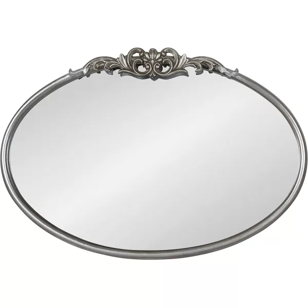 Kate and Laurel Arendahl Glam Ornate Mirror 27 x 1875 Bronze Traditional Baroque Inspired Oval Mirror for Wall DcorSilver