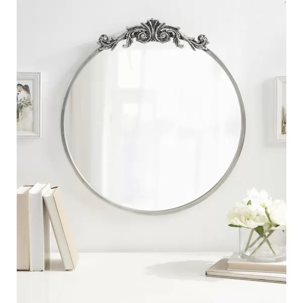 Kate and Laurel Arendahl Glam Ornate Mirror 27 x 1875 Bronze Traditional Baroque Inspired Oval Mirror for Wall DcorSilver