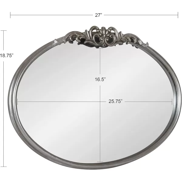 Kate and Laurel Arendahl Glam Ornate Mirror 27 x 1875 Bronze Traditional Baroque Inspired Oval Mirror for Wall DcorSilver