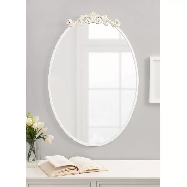 Kate and Laurel Arendahl Glam Ornate Mirror 27 x 1875 Bronze Traditional Baroque Inspired Oval Mirror for Wall DcorWhite