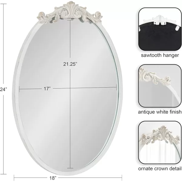 Kate and Laurel Arendahl Glam Ornate Mirror 27 x 1875 Bronze Traditional Baroque Inspired Oval Mirror for Wall DcorWhite