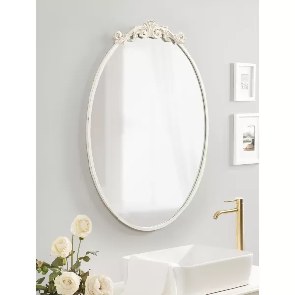 Kate and Laurel Arendahl Glam Ornate Mirror 27 x 1875 Bronze Traditional Baroque Inspired Oval Mirror for Wall DcorWhite