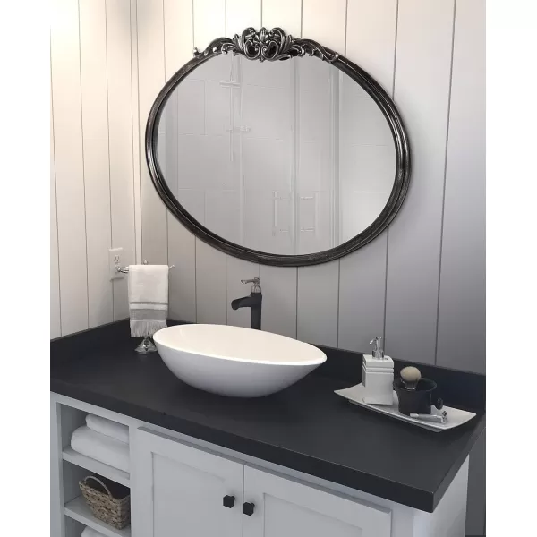 Kate and Laurel Arendahl Glam Ornate Oval Mirror 27quot x 1875quot Black Traditional Baroque Inspired Wall Decor