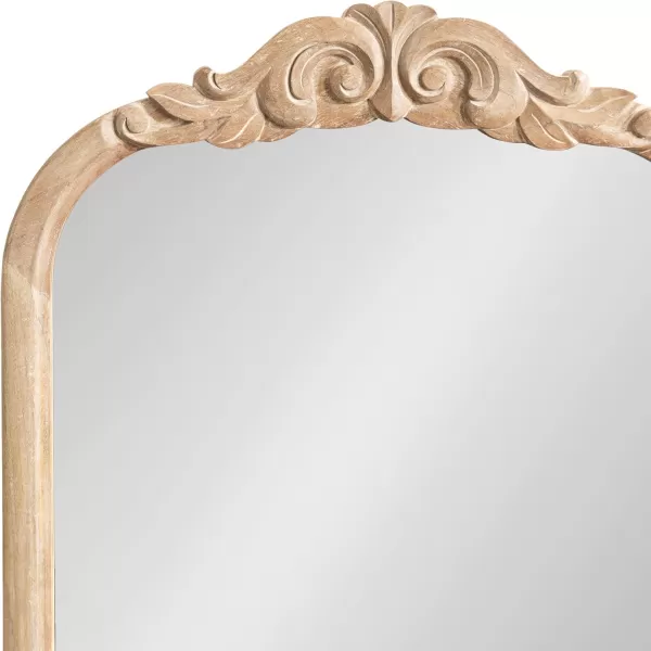 Kate and Laurel Arendahl Traditional Arch Wall Mirror 24 x 36 Natural Wood Vintage BaroqueInspired Wooden Arched Bathroom Mirror for Over Sink with Ornate Carved CrownNatural