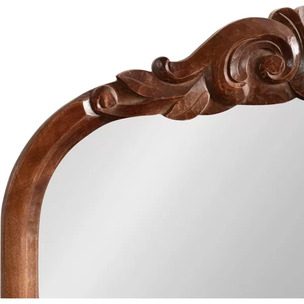 Kate and Laurel Arendahl Traditional Arch Wall Mirror 24 x 36 Natural Wood Vintage BaroqueInspired Wooden Arched Bathroom Mirror for Over Sink with Ornate Carved CrownWalnut Brown