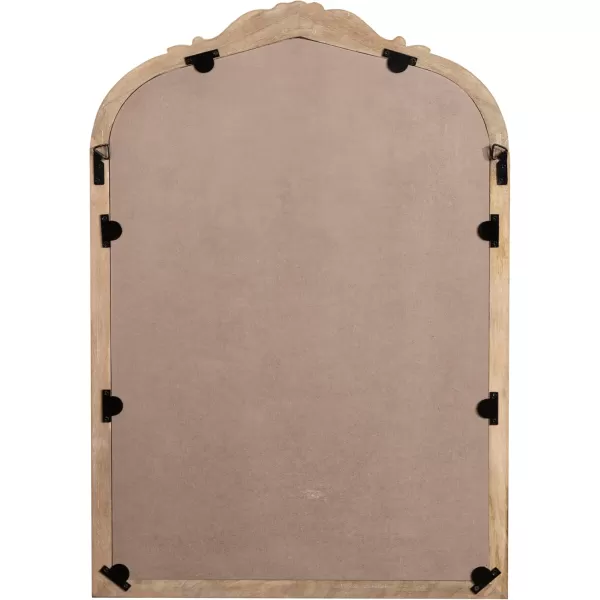 Kate and Laurel Arendahl Traditional Arch Wall Mirror 24 x 36 Natural Wood Vintage BaroqueInspired Wooden Arched Bathroom Mirror for Over Sink with Ornate Carved CrownNatural