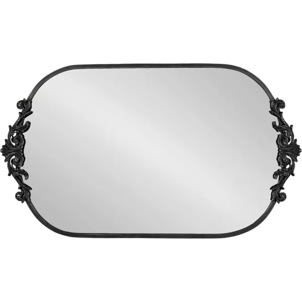 Kate and Laurel Arendahl Traditional Capsule Wall Mirror 24 x 41 Black Vintage Glam BaroqueInspired Round Bathroom Vanity Mirror with Ornate CrownBlack
