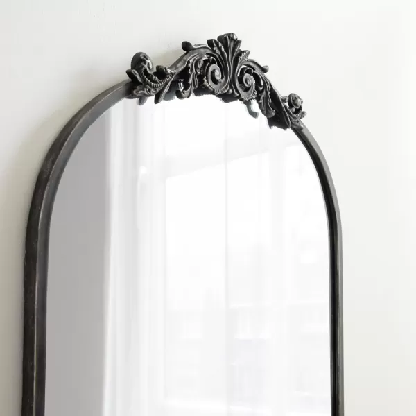 Kate and Laurel Arendahl Traditional Capsule Wall Mirror 24 x 41 Black Vintage Glam BaroqueInspired Round Bathroom Vanity Mirror with Ornate CrownBlack