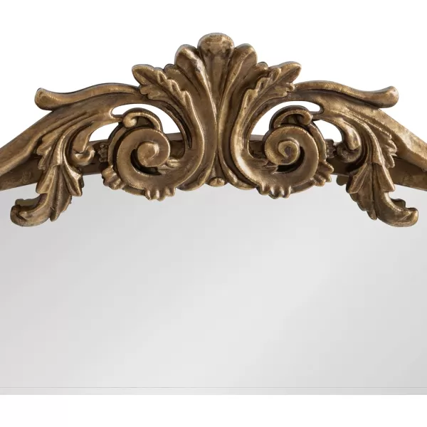 Kate and Laurel Arendahl Traditional Capsule Wall Mirror 24 x 41 Black Vintage Glam BaroqueInspired Round Bathroom Vanity Mirror with Ornate CrownGold