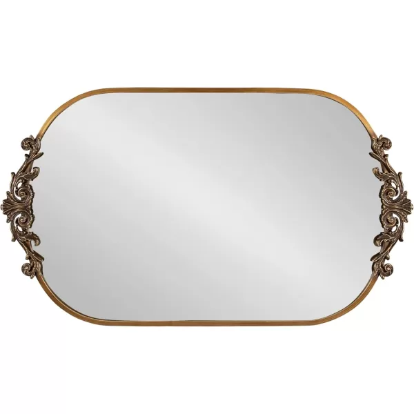 Kate and Laurel Arendahl Traditional Capsule Wall Mirror 24 x 41 Black Vintage Glam BaroqueInspired Round Bathroom Vanity Mirror with Ornate CrownGold