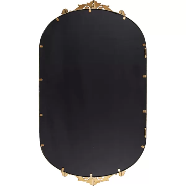 Kate and Laurel Arendahl Traditional Capsule Wall Mirror 24 x 41 Black Vintage Glam BaroqueInspired Round Bathroom Vanity Mirror with Ornate CrownGold