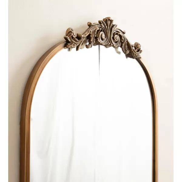 Kate and Laurel Arendahl Traditional Capsule Wall Mirror 24 x 41 Black Vintage Glam BaroqueInspired Round Bathroom Vanity Mirror with Ornate CrownGold