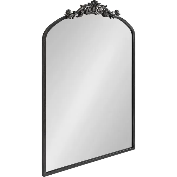 Kate and Laurel Arendahl Traditional Ornate Wall Mirror 19 x 31 Antique Silver Decorative Mirror with Baroque Inspired DetailingBlack