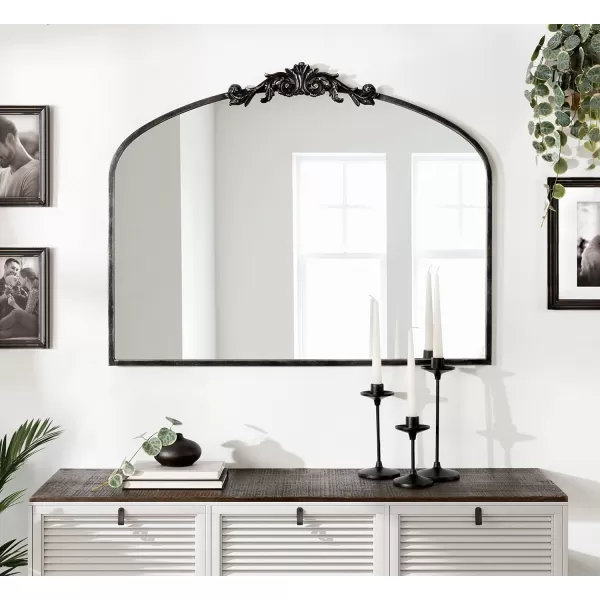 Kate and Laurel Arendahl Traditional Ornate Wall Mirror 19 x 31 Antique Silver Decorative Mirror with Baroque Inspired DetailingBlack