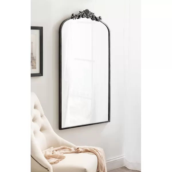 Kate and Laurel Arendahl Traditional Ornate Wall Mirror 19 x 31 Antique Silver Decorative Mirror with Baroque Inspired DetailingBlack