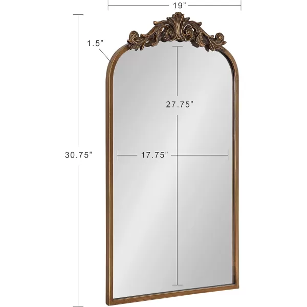 Kate and Laurel Arendahl Traditional Ornate Wall Mirror 19 x 31 Antique Silver Decorative Mirror with Baroque Inspired DetailingGold