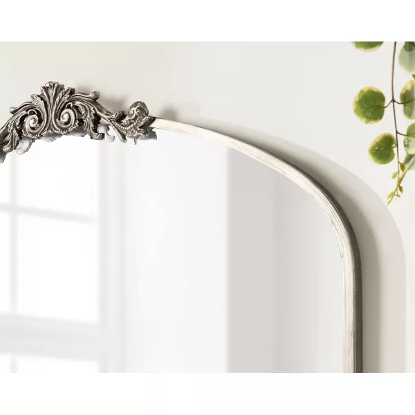 Kate and Laurel Arendahl Traditional Ornate Wall Mirror 19 x 31 Antique Silver Decorative Mirror with Baroque Inspired DetailingSilver