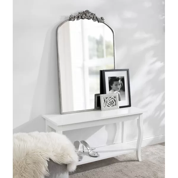 Kate and Laurel Arendahl Traditional Ornate Wall Mirror 19 x 31 Antique Silver Decorative Mirror with Baroque Inspired DetailingSilver