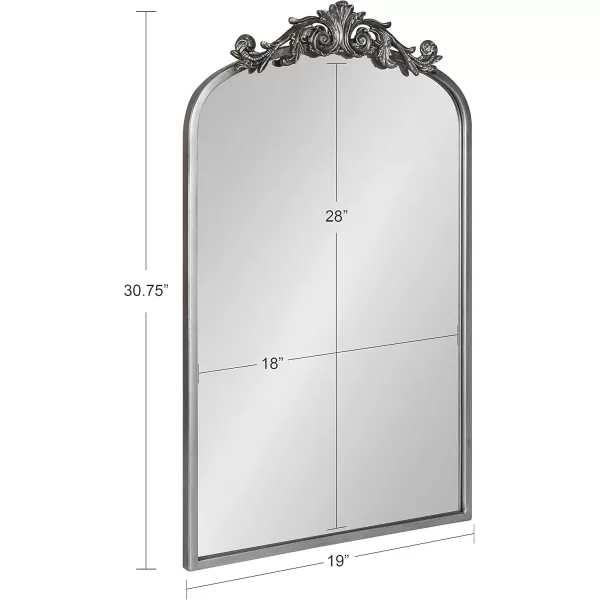 Kate and Laurel Arendahl Traditional Ornate Wall Mirror 19 x 31 Antique Silver Decorative Mirror with Baroque Inspired DetailingSilver