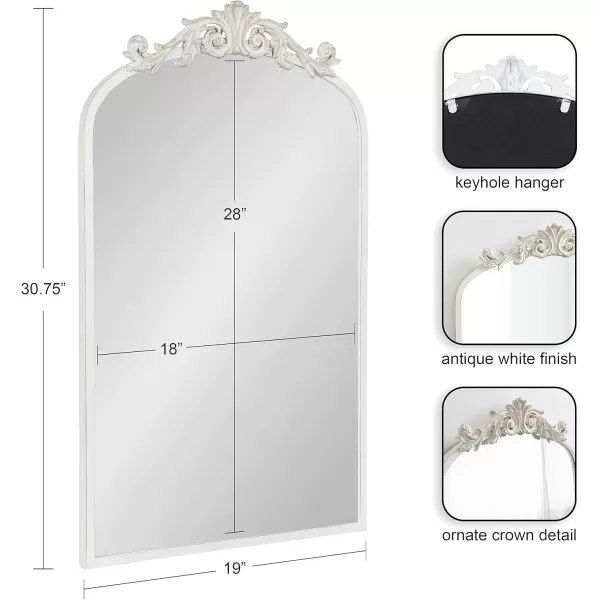 Kate and Laurel Arendahl Traditional Ornate Wall Mirror 19 x 31 Antique Silver Decorative Mirror with Baroque Inspired DetailingWhite