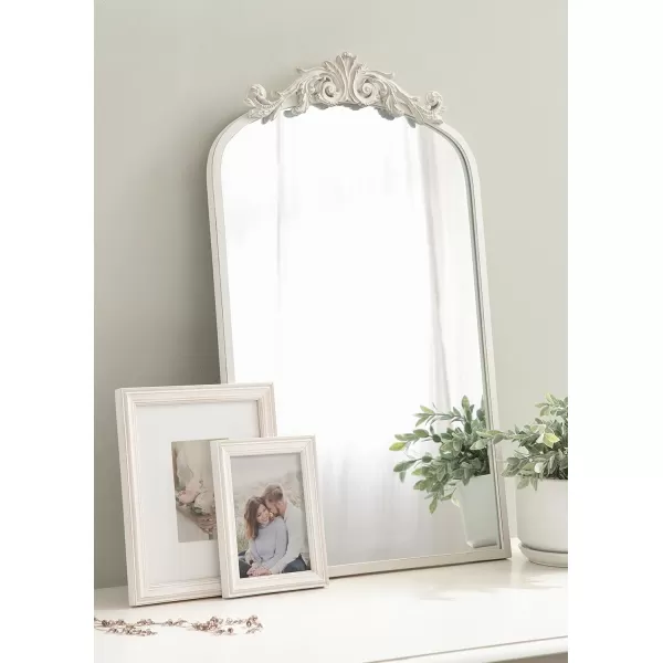 Kate and Laurel Arendahl Traditional Ornate Wall Mirror 19 x 31 Antique Silver Decorative Mirror with Baroque Inspired DetailingWhite