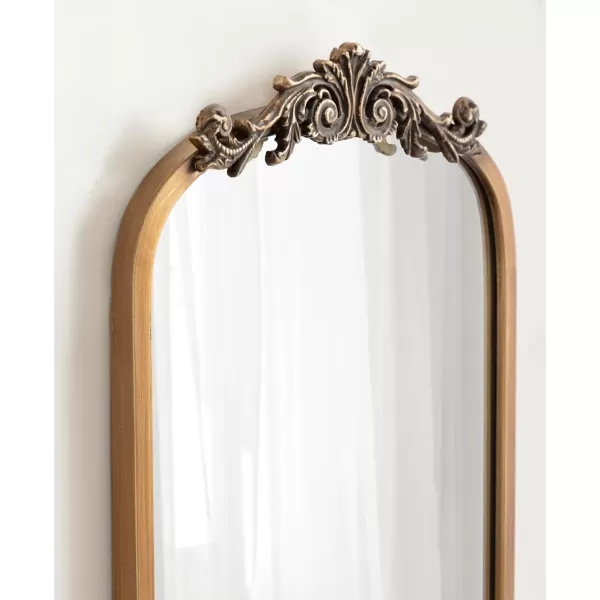 Kate and Laurel Arendahl Traditional Vintage Arch Mirror with Shelf 21 x 32 Gold Baroque Antique Arched Wall Mirror with Functional Shelf and Ornate FrameGold