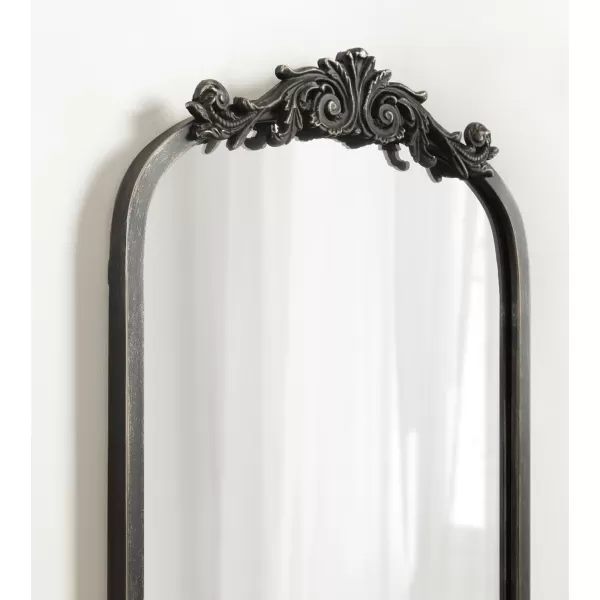 Kate and Laurel Arendahl Traditional Vintage Arch Mirror with Shelf 21 x 32 Gold Baroque Antique Arched Wall Mirror with Functional Shelf and Ornate FrameBlack