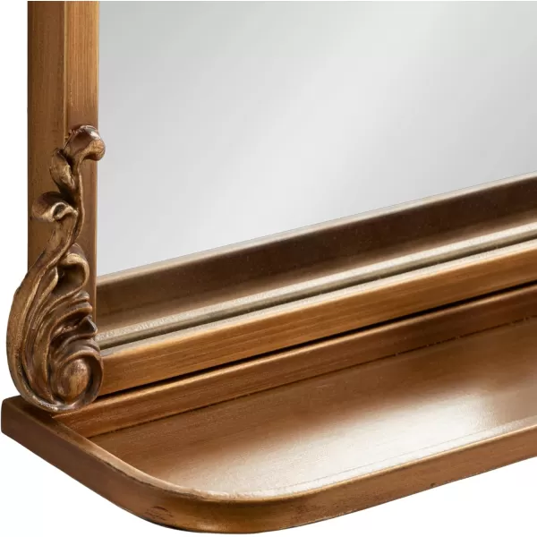 Kate and Laurel Arendahl Traditional Vintage Arch Mirror with Shelf 21 x 32 Gold Baroque Antique Arched Wall Mirror with Functional Shelf and Ornate FrameGold