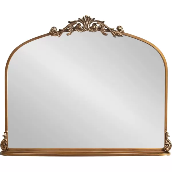 Kate and Laurel Arendahl Traditional Vintage Arch Mirror with Shelf 21 x 32 Gold Baroque Antique Arched Wall Mirror with Functional Shelf and Ornate FrameGold