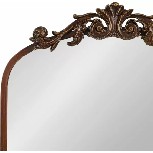 Kate and Laurel Arendahl Traditional Vintage Arch Mirror with Shelf 21 x 32 Gold Baroque Antique Arched Wall Mirror with Functional Shelf and Ornate FrameBronze