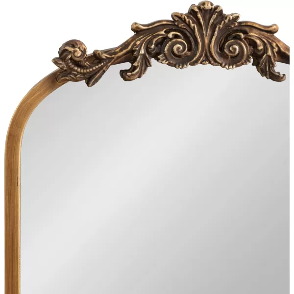 Kate and Laurel Arendahl Traditional Vintage Arch Mirror with Shelf 21 x 32 Gold Baroque Antique Arched Wall Mirror with Functional Shelf and Ornate FrameGold