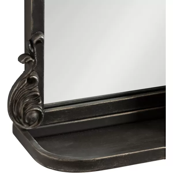 Kate and Laurel Arendahl Traditional Vintage Arch Mirror with Shelf 21 x 32 Gold Baroque Antique Arched Wall Mirror with Functional Shelf and Ornate FrameBlack