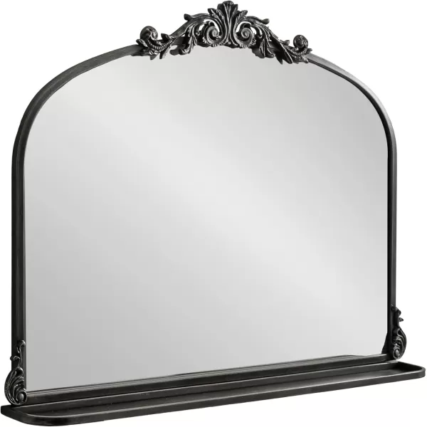 Kate and Laurel Arendahl Traditional Vintage Arch Mirror with Shelf 21 x 32 Gold Baroque Antique Arched Wall Mirror with Functional Shelf and Ornate FrameBlack