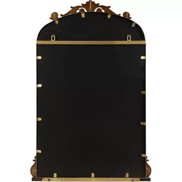 Kate and Laurel Arendahl Traditional Vintage Arch Mirror with Shelf 21 x 32 Gold Baroque Antique Arched Wall Mirror with Functional Shelf and Ornate FrameBronze