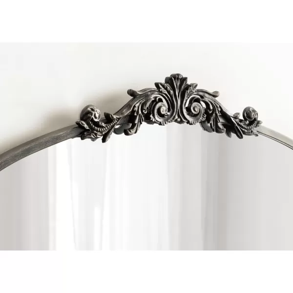 Kate and Laurel Arendahl Traditional Vintage Arch Mirror with Shelf 21 x 32 Gold Baroque Antique Arched Wall Mirror with Functional Shelf and Ornate FrameBlack