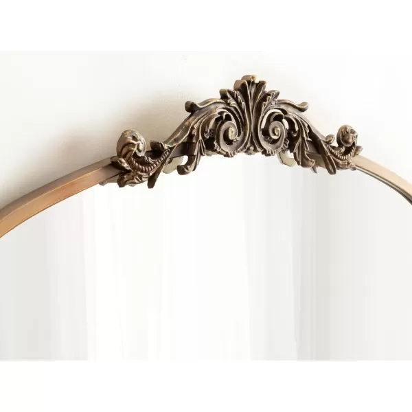 Kate and Laurel Arendahl Traditional Vintage Arch Mirror with Shelf 21 x 32 Gold Baroque Antique Arched Wall Mirror with Functional Shelf and Ornate FrameGold