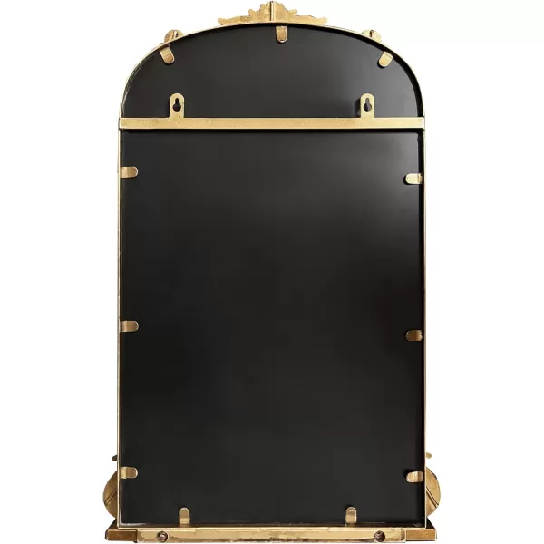 Kate and Laurel Arendahl Traditional Vintage Arch Mirror with Shelf 21 x 32 Gold Baroque Antique Arched Wall Mirror with Functional Shelf and Ornate FrameGold