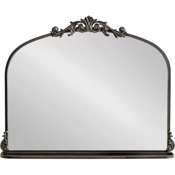 Kate and Laurel Arendahl Traditional Vintage Arch Mirror with Shelf 21 x 32 Gold Baroque Antique Arched Wall Mirror with Functional Shelf and Ornate FrameBlack