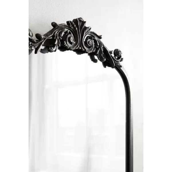 Kate and Laurel Arendahl Traditional Vintage Arch Mirror with Shelf 21 x 32 Gold Baroque Antique Arched Wall Mirror with Functional Shelf and Ornate FrameBlack