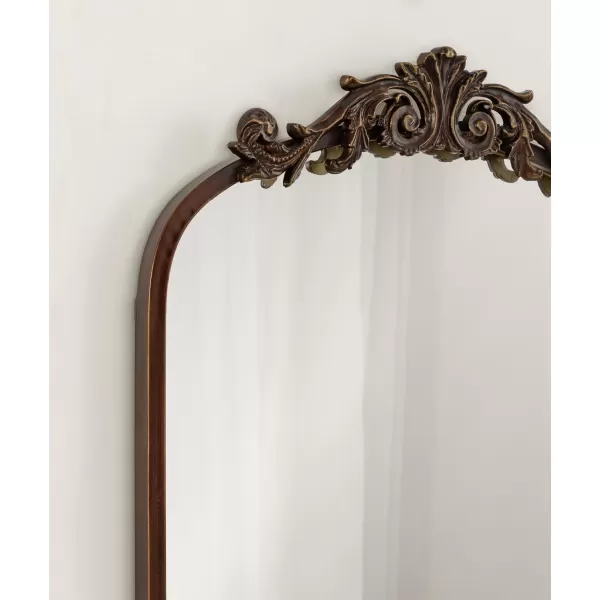 Kate and Laurel Arendahl Traditional Vintage Arch Mirror with Shelf 21 x 32 Gold Baroque Antique Arched Wall Mirror with Functional Shelf and Ornate FrameBronze