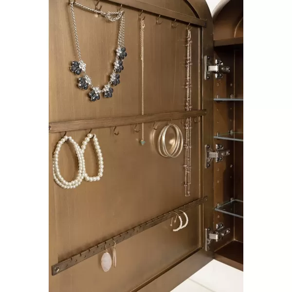 Kate and Laurel Arendahl Vintage Mirrored Arch Cabinet for Use as Bathroom Storage or Bedroom Jewelry Station 20x6x30 Gold