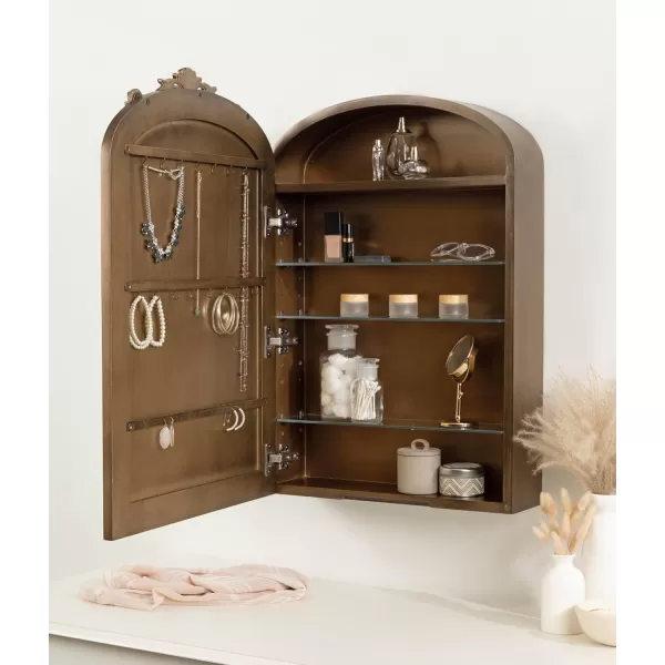 Kate and Laurel Arendahl Vintage Mirrored Arch Cabinet for Use as Bathroom Storage or Bedroom Jewelry Station 20x6x30 Gold