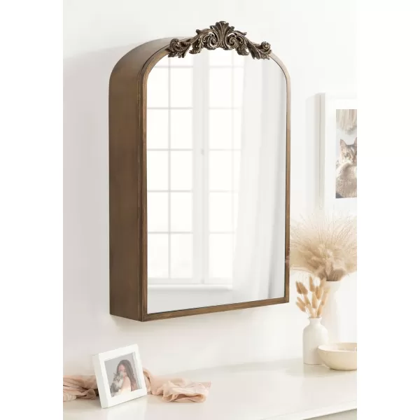 Kate and Laurel Arendahl Vintage Mirrored Arch Cabinet for Use as Bathroom Storage or Bedroom Jewelry Station 20x6x30 Gold