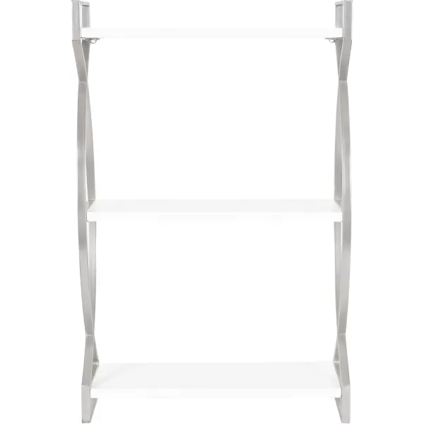 Kate and Laurel Arietta Modern Glam 3Tier Wood and Metal Shelf 18 x 7 x 28 White and Silver Chic Contemporary Storage and DecorSilver