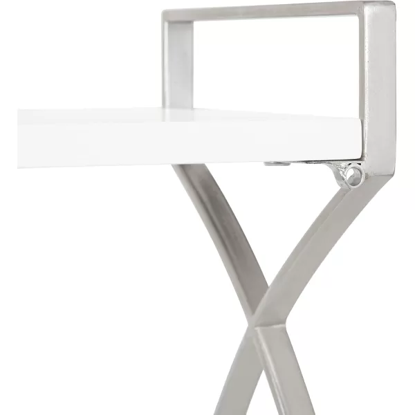 Kate and Laurel Arietta Modern Glam 3Tier Wood and Metal Shelf 18 x 7 x 28 White and Silver Chic Contemporary Storage and DecorSilver