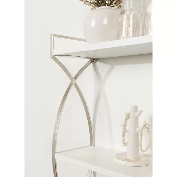 Kate and Laurel Arietta Modern Glam 3Tier Wood and Metal Shelf 18 x 7 x 28 White and Silver Chic Contemporary Storage and DecorSilver